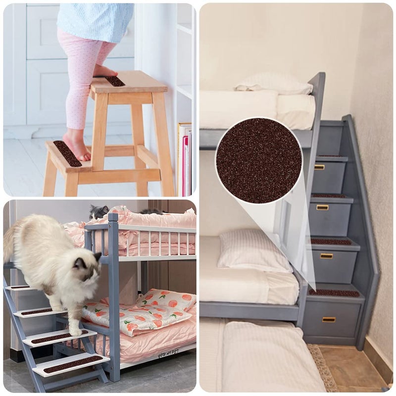Astfys Anti Slip Tape, 16pcs Non Slip Pre-Cut Strips, Treads Safety Non Skid Adhesive Strips for Ladder, Step Stool and Stair (2" x 12", Brown) - Image 5